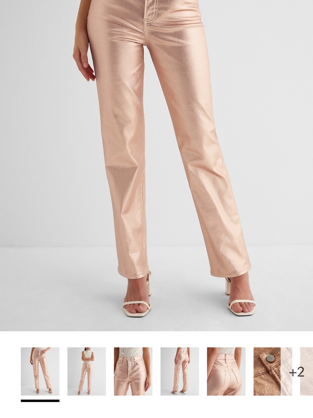 Express Metallic Rose Gold Straight-Leg Pants